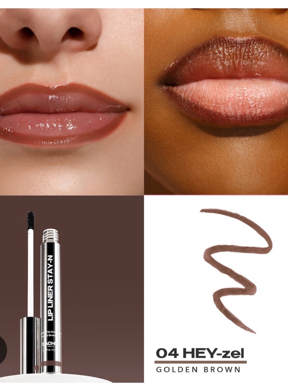 Sacheu Beauty peel off lip stain liner stay-n color HEY-zel 04 NEW WITHOUT TAG